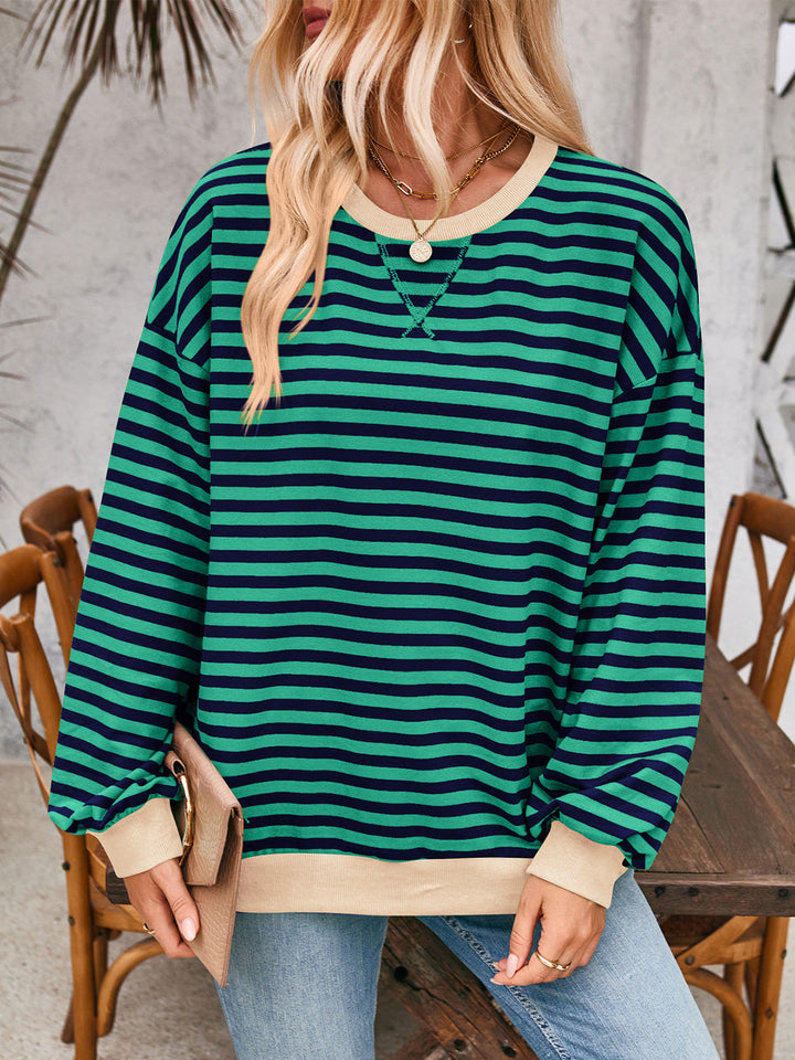 Lovelet Contrast Striped Long Sleeve Sweatshirt-Trendsi-[option4]-[option5]-[option6]-[option7]-[option8]-Shop-Boutique-Clothing-for-Women-Online