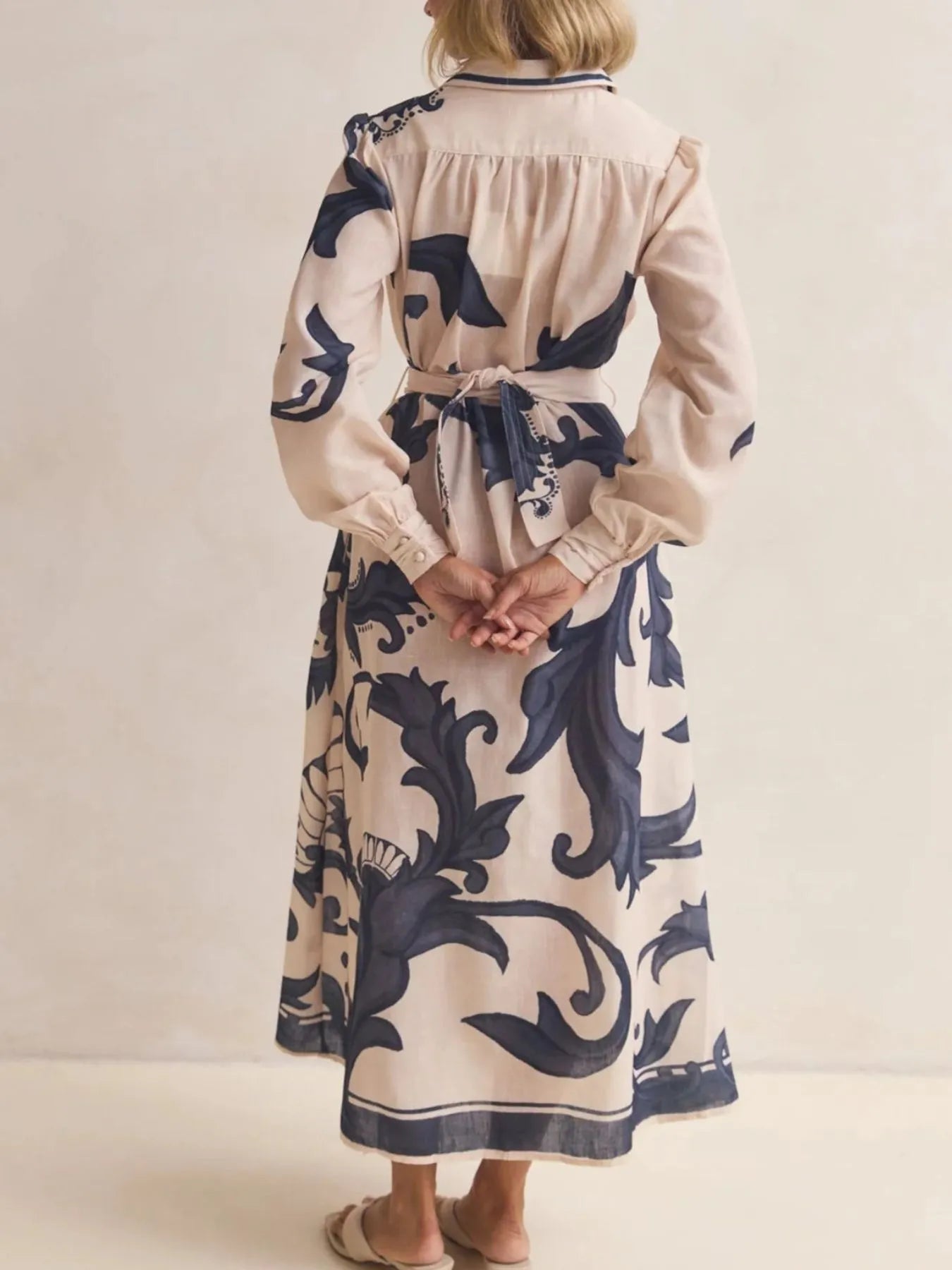 Printed Button Down Belted Shirt Dress-Dresses-Trendsi-[option4]-[option5]-[option6]-[option7]-[option8]-Shop-Boutique-Clothing-for-Women-Online