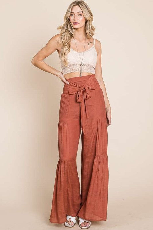 Tie front ruched waist back pants PLUS SIZE-Jade By Jane-[option4]-[option5]-[option6]-[option7]-[option8]-Shop-Boutique-Clothing-for-Women-Online