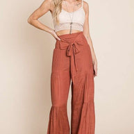 Tie front ruched waist back pants PLUS SIZE-Jade By Jane-[option4]-[option5]-[option6]-[option7]-[option8]-Shop-Boutique-Clothing-for-Women-Online