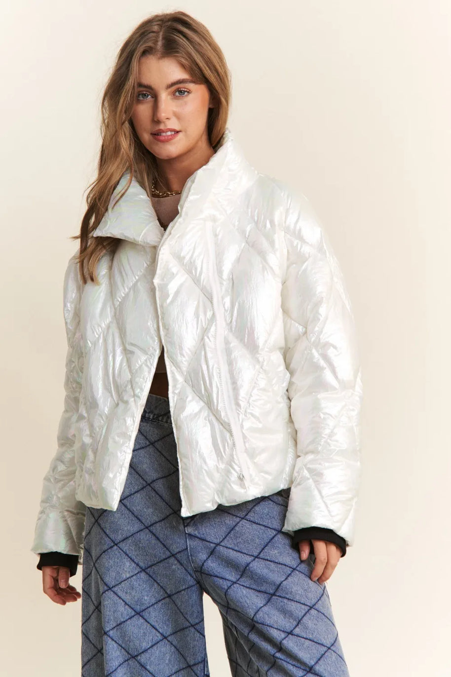 J.NNA Quilted Mock Neck Puffer Jacket-Coats & Jackets-Trendsi-[option4]-[option5]-[option6]-[option7]-[option8]-Shop-Boutique-Clothing-for-Women-Online