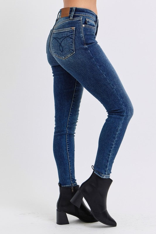 Judy Blue Mid-Rise Waist Skinny Jeans with Thermal Lining-Trendsi-[option4]-[option5]-[option6]-[option7]-[option8]-Shop-Boutique-Clothing-for-Women-Online