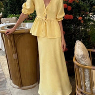 Tie Front Peplum Top and Skirt Set-Sets-Trendsi-[option4]-[option5]-[option6]-[option7]-[option8]-Shop-Boutique-Clothing-for-Women-Online