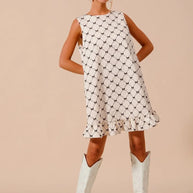 SO ME Texture Bow Printed Mini Ruffle Dress-Dresses-Trendsi-[option4]-[option5]-[option6]-[option7]-[option8]-Shop-Boutique-Clothing-for-Women-Online