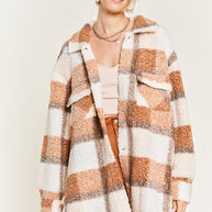 Fuzzy plaid teddy jacket PLUS SIZE-Jade By Jane-[option4]-[option5]-[option6]-[option7]-[option8]-Shop-Boutique-Clothing-for-Women-Online