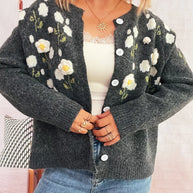 Flower Button Up Long Sleeve Cardigan-Cardigan-Trendsi-[option4]-[option5]-[option6]-[option7]-[option8]-Shop-Boutique-Clothing-for-Women-Online