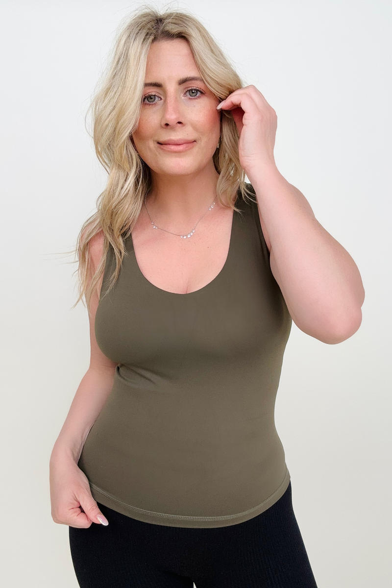 11 Colors - FawnFit Medium Length Lift Tank 2.0 with Built-in Bra-Tank Tops & Camis-Kiwidrop-Olive Green-S-[option4]-[option5]-[option6]-[option7]-[option8]-Shop-Boutique-Clothing-for-Women-Online