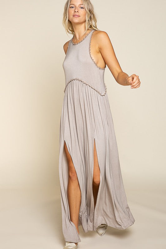 POL Stone Washed Side Slit Cut Out Maxi Dress-POL-ROMANTIC TAUPE-S-[option4]-[option5]-[option6]-[option7]-[option8]-Shop-Boutique-Clothing-for-Women-Online