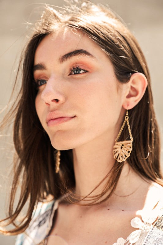 Woven Rattan Drop Chain Hook Earring-Leto Accessories-[option4]-[option5]-[option6]-[option7]-[option8]-Shop-Boutique-Clothing-for-Women-Online