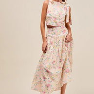 SO ME Floral Printed Woven Shoulder Bow Tie Top and Skirt Set-Dresses-Trendsi-[option4]-[option5]-[option6]-[option7]-[option8]-Shop-Boutique-Clothing-for-Women-Online