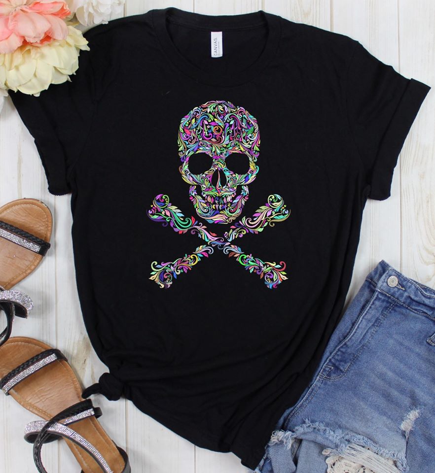 Paisley Skull Tee-Exclusive Thredz-[option4]-[option5]-[option6]-[option7]-[option8]-Shop-Boutique-Clothing-for-Women-Online