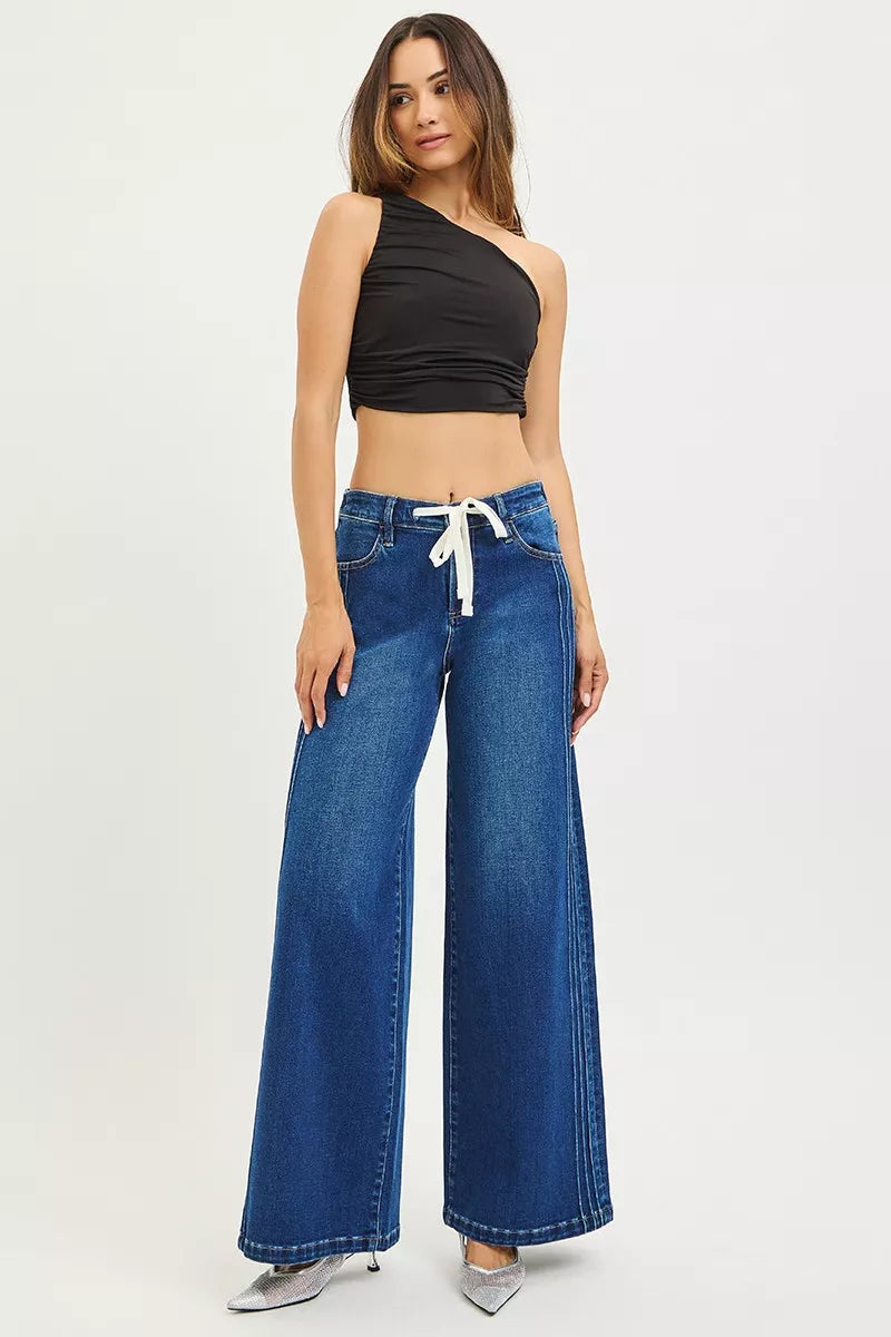 RISEN Full Size Mid Rise Wide Side Pintuck Jeans with Front Drawstring Plus Size-Jeans-Trendsi-[option4]-[option5]-[option6]-[option7]-[option8]-Shop-Boutique-Clothing-for-Women-Online