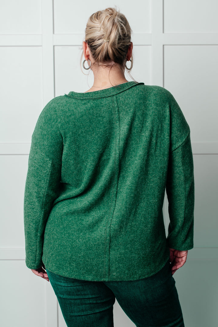 Zenana Simple Silhouette Brushed Hacci Sweater in Dark Green-Tops-Ave Shops-[option4]-[option5]-[option6]-[option7]-[option8]-Shop-Boutique-Clothing-for-Women-Online