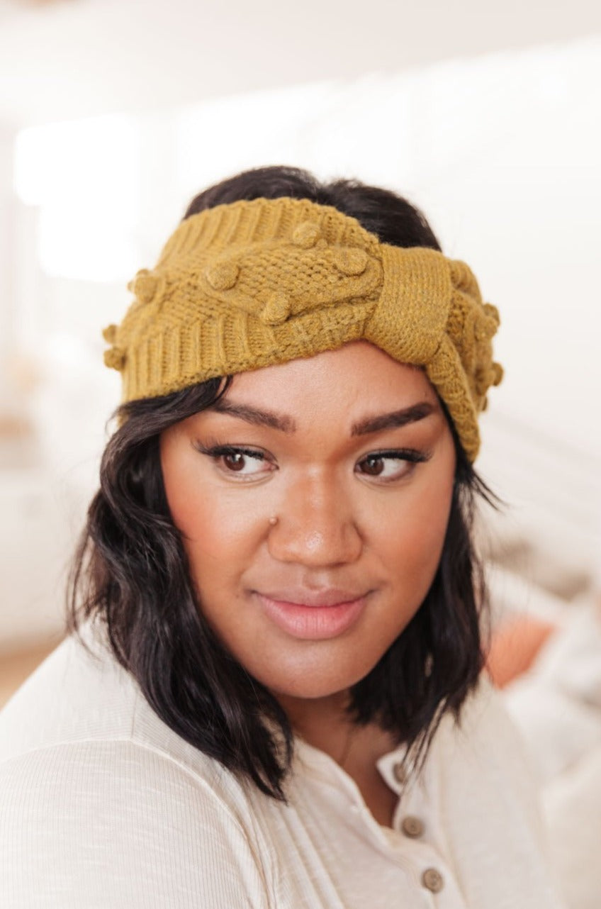 Pom Knit Head Wrap in Mustard-Womens-Ave Shops-[option4]-[option5]-[option6]-[option7]-[option8]-Shop-Boutique-Clothing-for-Women-Online