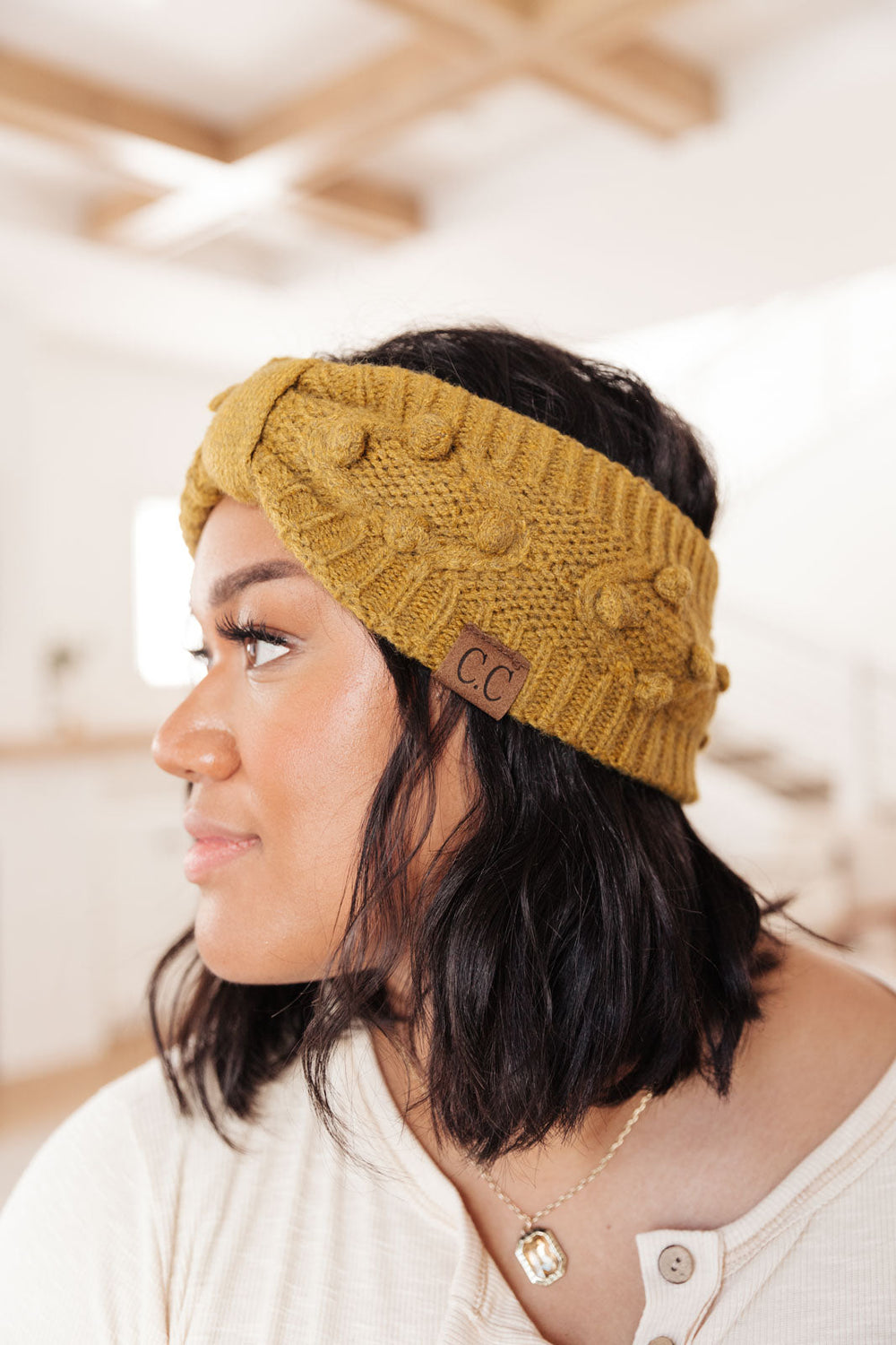 Pom Knit Head Wrap in Mustard-Womens-Ave Shops-[option4]-[option5]-[option6]-[option7]-[option8]-Shop-Boutique-Clothing-for-Women-Online