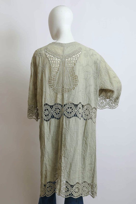 Crochet Open Patch Longline Kimono-Leto Accessories-[option4]-[option5]-[option6]-[option7]-[option8]-Shop-Boutique-Clothing-for-Women-Online