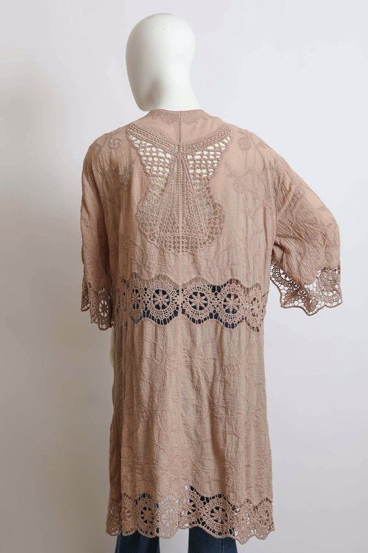 Crochet Open Patch Longline Kimono-Leto Accessories-[option4]-[option5]-[option6]-[option7]-[option8]-Shop-Boutique-Clothing-for-Women-Online