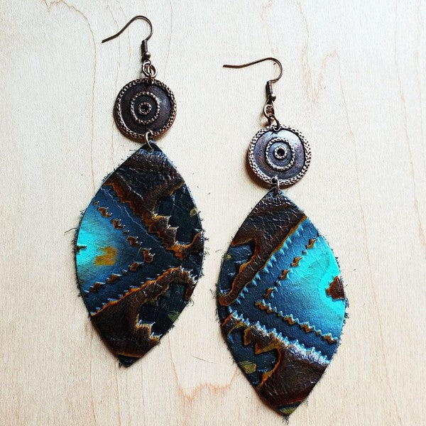 Oval Earrings in Blue Navajo with Copper Discs-The Jewelry Junkie-blue-1-[option4]-[option5]-[option6]-[option7]-[option8]-Shop-Boutique-Clothing-for-Women-Online