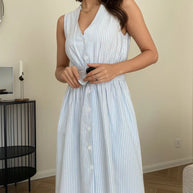 Striped V-Neck Sleeveless Midi Dress-Dresses-Trendsi-[option4]-[option5]-[option6]-[option7]-[option8]-Shop-Boutique-Clothing-for-Women-Online