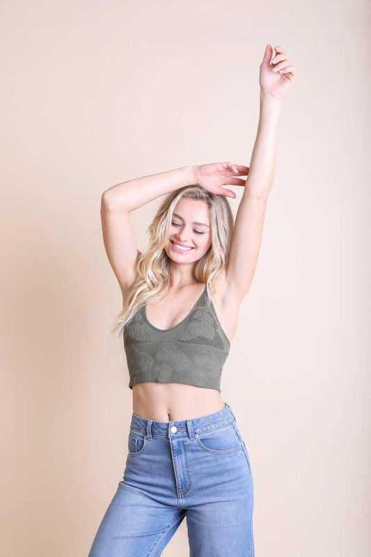 Seamless Padded Textured Brami-Leto Accessories-Olive-XS/S-[option4]-[option5]-[option6]-[option7]-[option8]-Shop-Boutique-Clothing-for-Women-Online