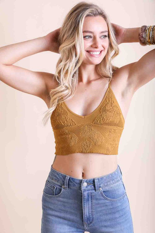 Seamless Padded Textured Brami-Leto Accessories-Mustard-XS/S-[option4]-[option5]-[option6]-[option7]-[option8]-Shop-Boutique-Clothing-for-Women-Online