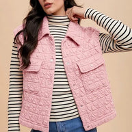 Annie Wear Texture Quilted Snap Down Vest Coat-Vest-Trendsi-[option4]-[option5]-[option6]-[option7]-[option8]-Shop-Boutique-Clothing-for-Women-Online