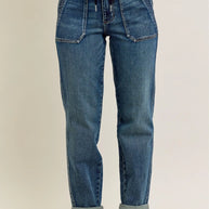 Judy Blue Full Size HW Vintage Wash Jeans w/ Drawstring-Pants-Trendsi-[option4]-[option5]-[option6]-[option7]-[option8]-Shop-Boutique-Clothing-for-Women-Online