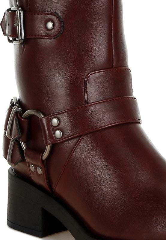 Caribou Harness Detail Biker Boots-Rag Company-[option4]-[option5]-[option6]-[option7]-[option8]-Shop-Boutique-Clothing-for-Women-Online