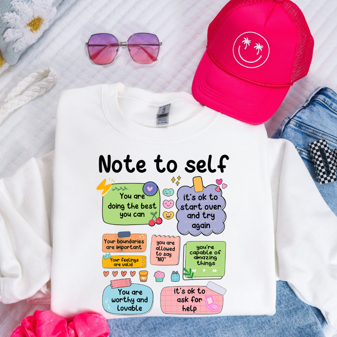 Note to Self Tee/Sweatshirt -white-sweatshirt-Knox and Nell Wholesale-[option4]-[option5]-[option6]-[option7]-[option8]-Shop-Boutique-Clothing-for-Women-Online