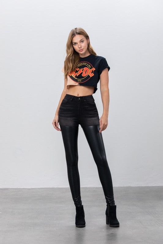High Rise Leather Denim Skinny Pants-Denim Lab USA-[option4]-[option5]-[option6]-[option7]-[option8]-Shop-Boutique-Clothing-for-Women-Online