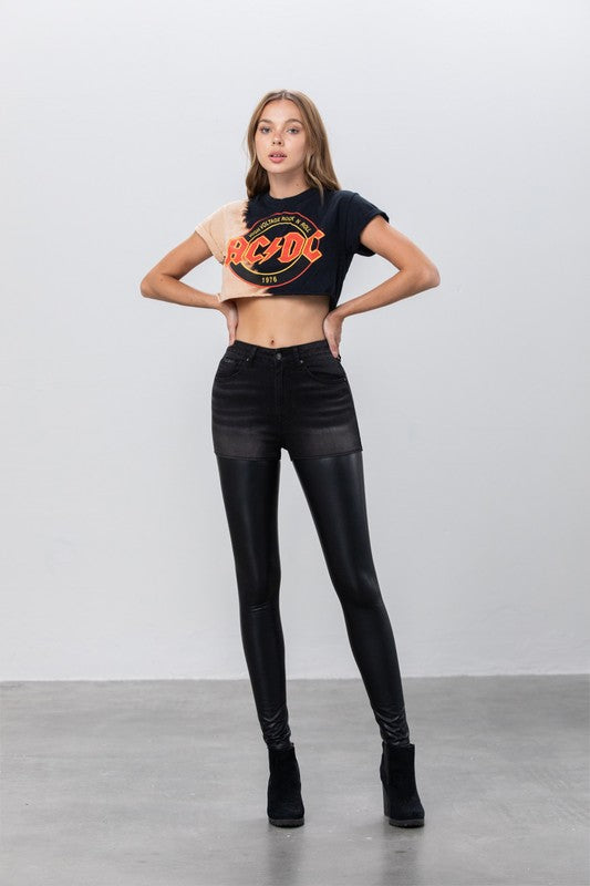 High Rise Leather Denim Skinny Pants-Denim Lab USA-[option4]-[option5]-[option6]-[option7]-[option8]-Shop-Boutique-Clothing-for-Women-Online