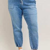 Judy Blue High Waist Denim Joggers-Trendsi-[option4]-[option5]-[option6]-[option7]-[option8]-Shop-Boutique-Clothing-for-Women-Online