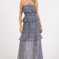 Mittoshop Ruffled Smocked Floral Halter Neck Maxi Dress-Dresses-Trendsi-[option4]-[option5]-[option6]-[option7]-[option8]-Shop-Boutique-Clothing-for-Women-Online