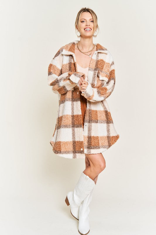 Fuzzy plaid teddy jacket PLUS SIZE-Jade By Jane-[option4]-[option5]-[option6]-[option7]-[option8]-Shop-Boutique-Clothing-for-Women-Online