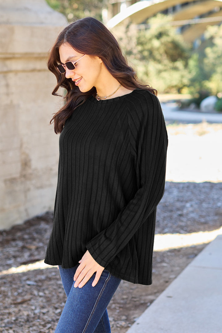 Basic Bae Ribbed Round Neck Long Sleeve Knit Top-Trendsi-[option4]-[option5]-[option6]-[option7]-[option8]-Shop-Boutique-Clothing-for-Women-Online