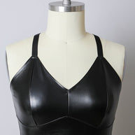 Faux Leather Longline Bralette Plus Size-Leto Accessories-[option4]-[option5]-[option6]-[option7]-[option8]-Shop-Boutique-Clothing-for-Women-Online