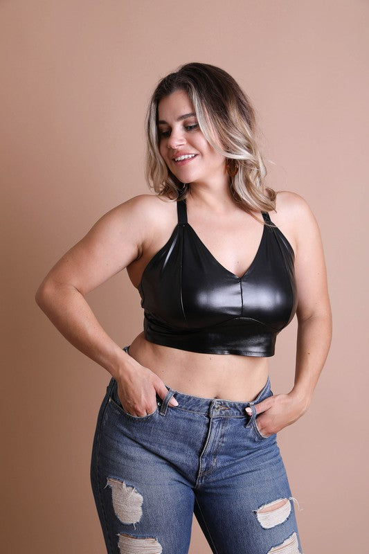 Faux Leather Longline Bralette Plus Size-Leto Accessories-[option4]-[option5]-[option6]-[option7]-[option8]-Shop-Boutique-Clothing-for-Women-Online