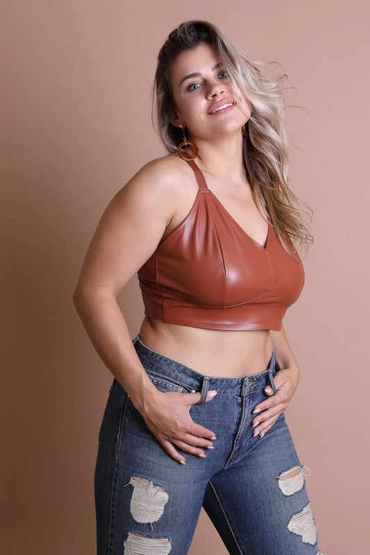 Faux Leather Longline Bralette Plus Size-Leto Accessories-[option4]-[option5]-[option6]-[option7]-[option8]-Shop-Boutique-Clothing-for-Women-Online