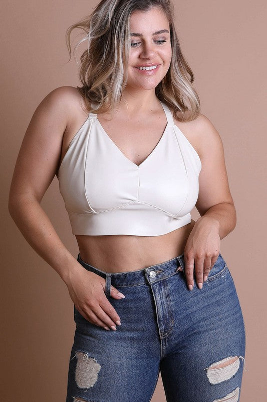Faux Leather Longline Bralette Plus Size-Leto Accessories-[option4]-[option5]-[option6]-[option7]-[option8]-Shop-Boutique-Clothing-for-Women-Online