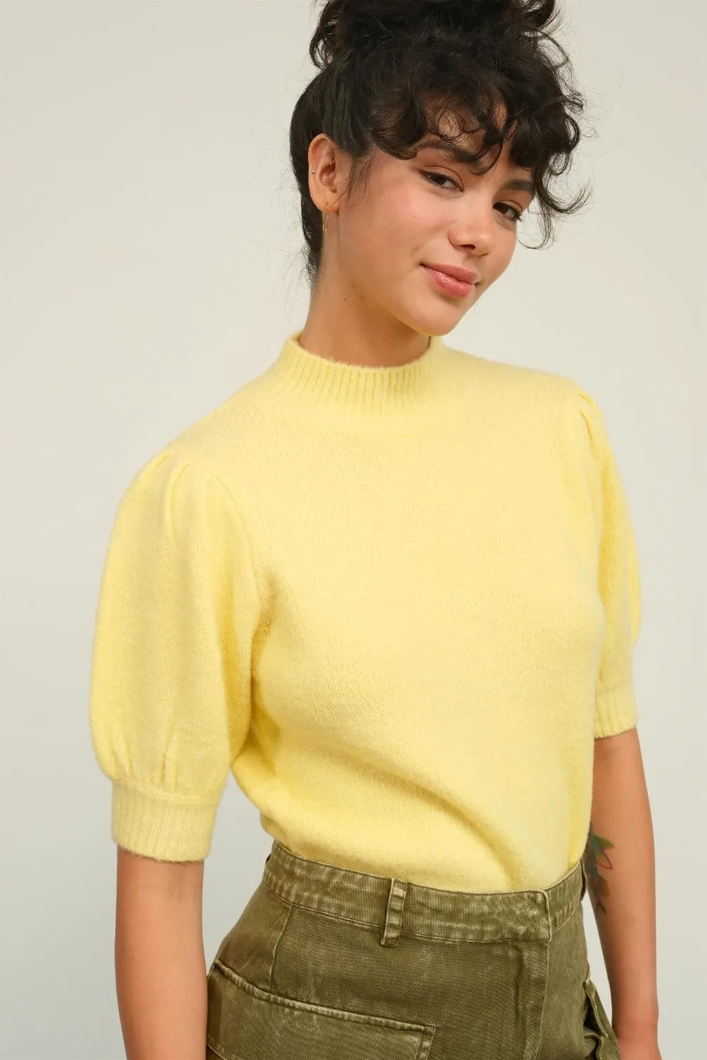 HYFVE Mock Neck Puff Sleeve Sweater-Sweater-Trendsi-[option4]-[option5]-[option6]-[option7]-[option8]-Shop-Boutique-Clothing-for-Women-Online