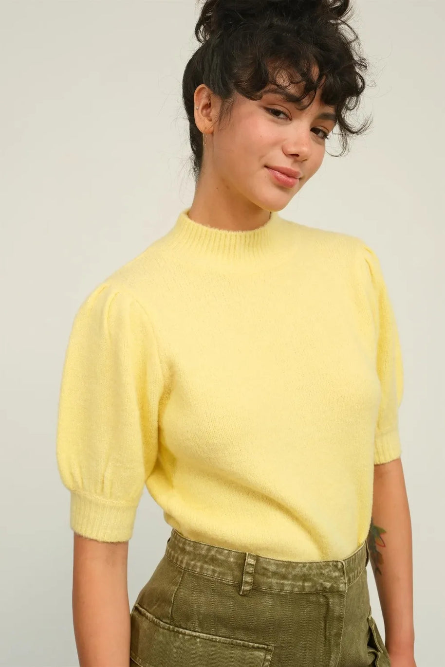 HYFVE Mock Neck Puff Sleeve Sweater-Sweater-Trendsi-[option4]-[option5]-[option6]-[option7]-[option8]-Shop-Boutique-Clothing-for-Women-Online
