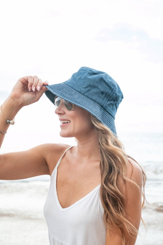 Solid Distressed Bucket Hat-Aili's Corner-Navy-OneSize-[option4]-[option5]-[option6]-[option7]-[option8]-Shop-Boutique-Clothing-for-Women-Online