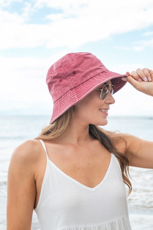 Solid Distressed Bucket Hat-Aili's Corner-Wine-OneSize-[option4]-[option5]-[option6]-[option7]-[option8]-Shop-Boutique-Clothing-for-Women-Online
