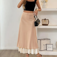 Layered Midi Skirt with Contrast Hem Detail-Skirts-Trendsi-[option4]-[option5]-[option6]-[option7]-[option8]-Shop-Boutique-Clothing-for-Women-Online
