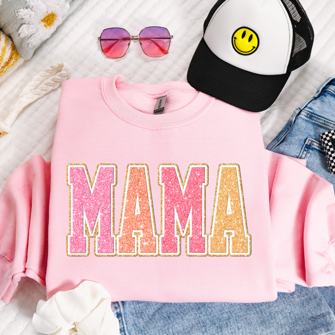 Faux Glitter Mama Tee/Sweatshirt -light pink-sweatshirt-Knox and Nell Wholesale-[option4]-[option5]-[option6]-[option7]-[option8]-Shop-Boutique-Clothing-for-Women-Online