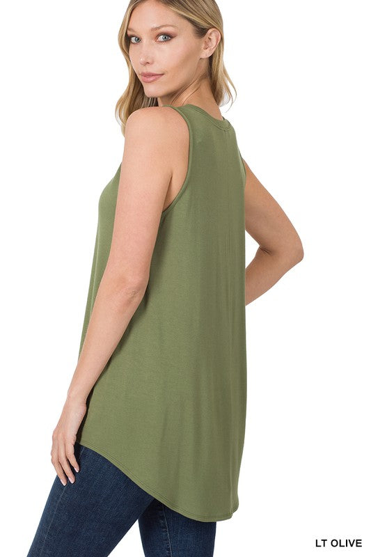 Zenana Luxe Rayon Round Neck Hi-Low Hem Tank Top-ZENANA-[option4]-[option5]-[option6]-[option7]-[option8]-Shop-Boutique-Clothing-for-Women-Online