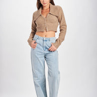 WIDE COLLAR CROPPED CARDIGAN-Emory Park-[option4]-[option5]-[option6]-[option7]-[option8]-Shop-Boutique-Clothing-for-Women-Online