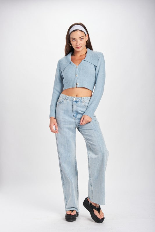 WIDE COLLAR CROPPED CARDIGAN-Emory Park-[option4]-[option5]-[option6]-[option7]-[option8]-Shop-Boutique-Clothing-for-Women-Online