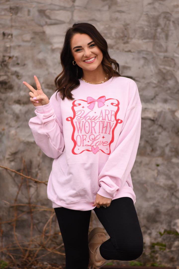 You Are Worthy of Love Sweatshirt-P&PD Wholesale-[option4]-[option5]-[option6]-[option7]-[option8]-Shop-Boutique-Clothing-for-Women-Online