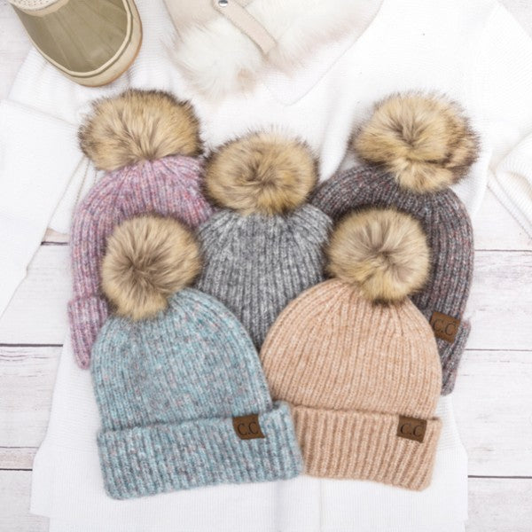 CC Cozy Marled Pom Beanie-Aili's Corner-[option4]-[option5]-[option6]-[option7]-[option8]-Shop-Boutique-Clothing-for-Women-Online